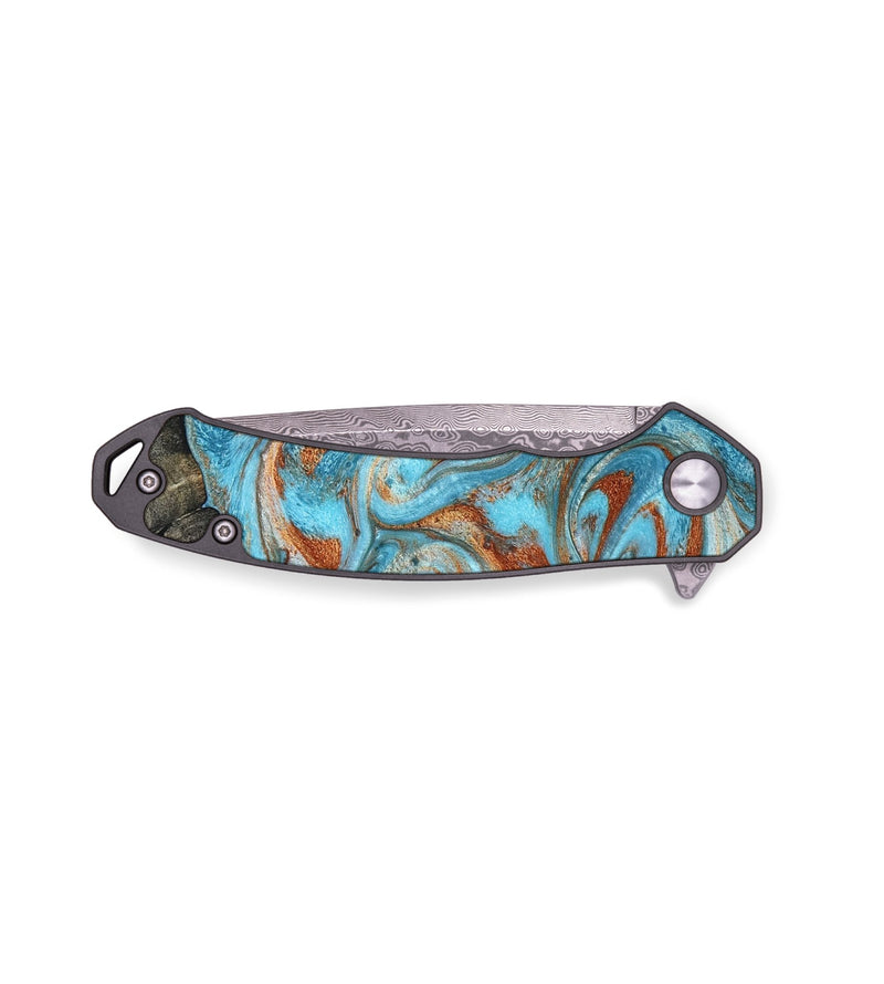 EDC Wood Pocket Knife - Fanny (Teal & Gold, 792951)