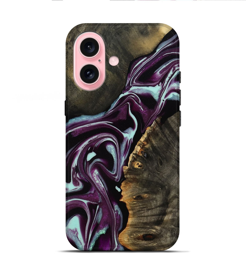 iPhone 16 Wood Live Edge Phone Case - Tonia (Purple, 793125)