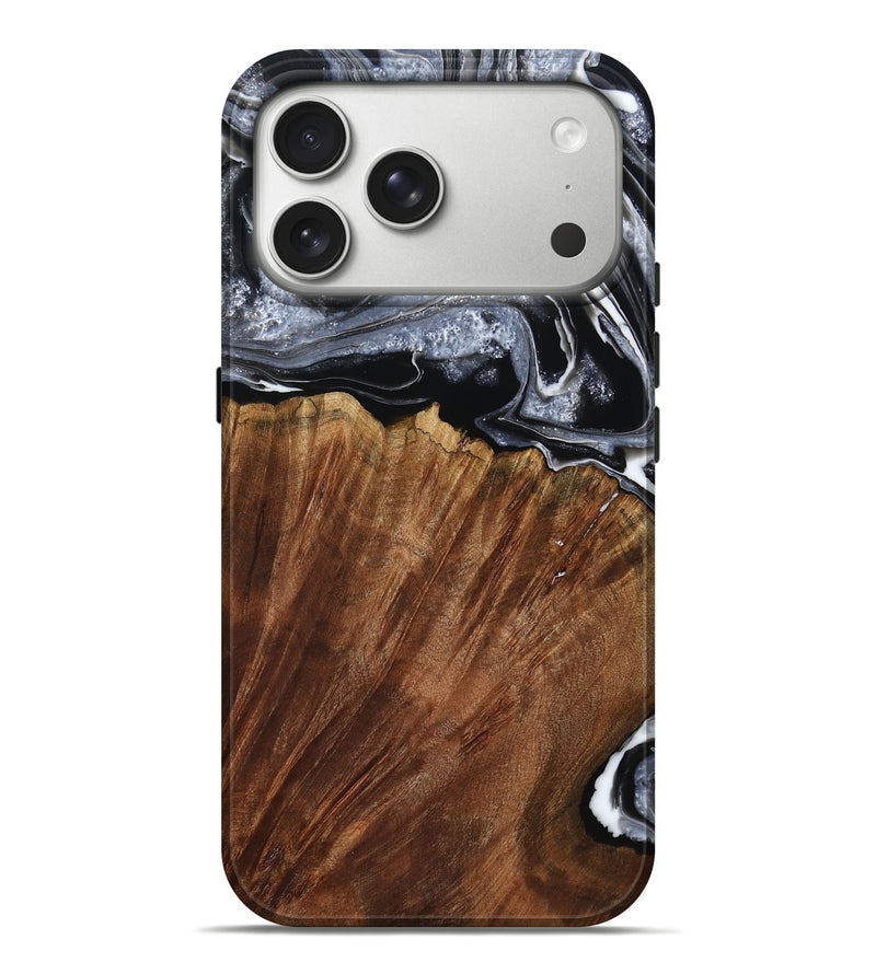 iPhone 17 Pro Max Wood Live Edge Phone Case - Yvette (Black & White, 793130)