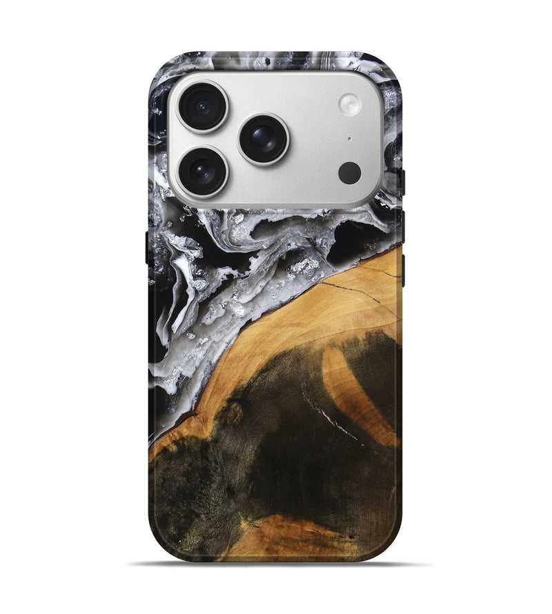 iPhone 17 Pro Wood Live Edge Phone Case - Marcus (Black & White, 793139)