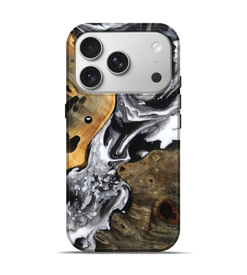 iPhone 17 Pro Wood Live Edge Phone Case - Sawyer (Black & White, 793140)