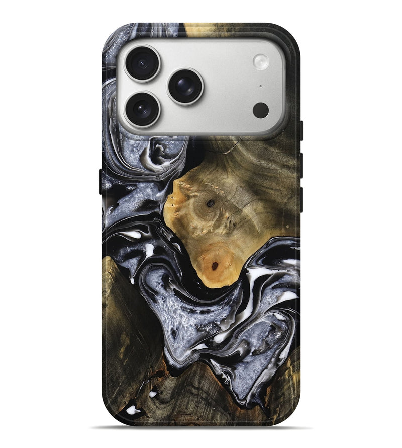 iPhone 17 Pro Max Wood Live Edge Phone Case - Ettie (Black & White, 793149)
