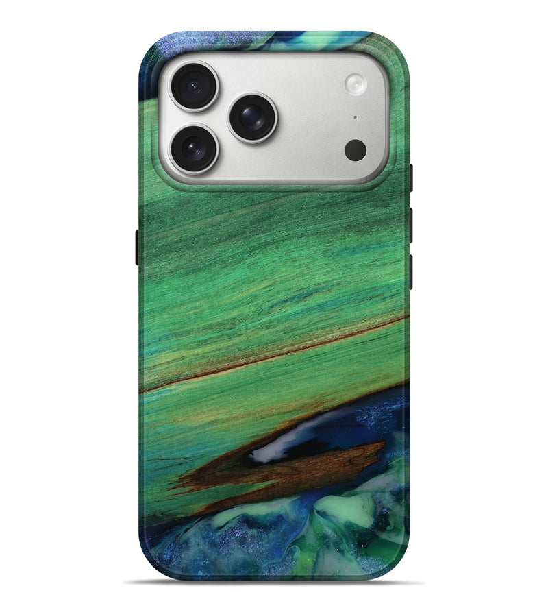 iPhone 17 Pro Max Wood Live Edge Phone Case - Hudson (Green, 793151)