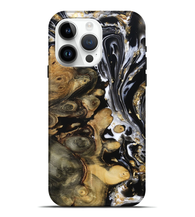iPhone 15 Pro Max Wood Live Edge Phone Case - Gertie (Black & White, 793154)
