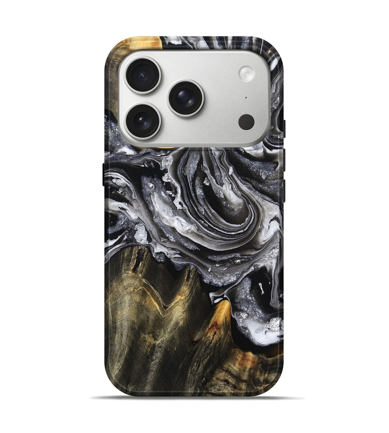 iPhone 17 Pro Wood Live Edge Phone Case - Aryan (Black & White, 793163)
