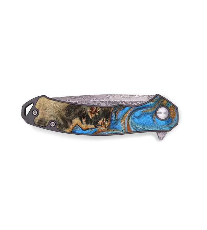 EDC Wood Pocket Knife - Artis (Teal & Gold, 793382)