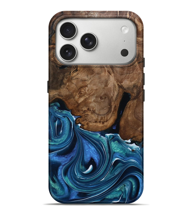 iPhone 17 Pro Max Wood Live Edge Phone Case - Major (Blue, 793408)