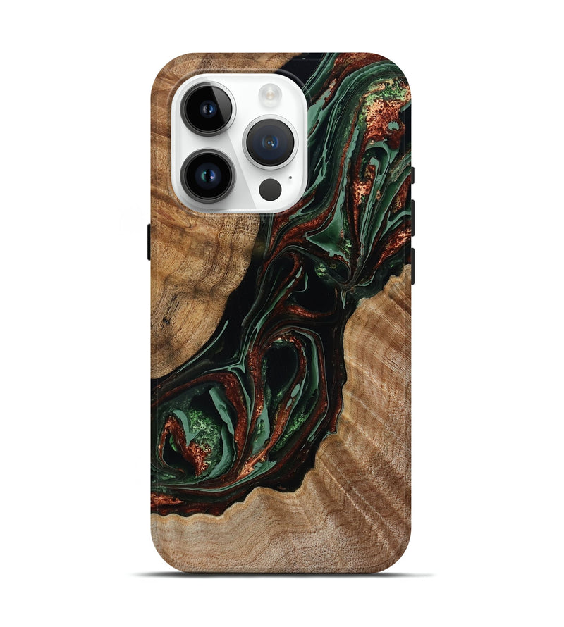 iPhone 15 Pro Wood Live Edge Phone Case - Susanna (Green, 793412)
