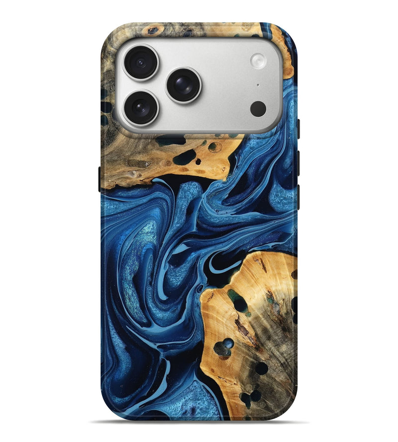 iPhone 17 Pro Max Wood Live Edge Phone Case - Shellie (Blue, 793414)