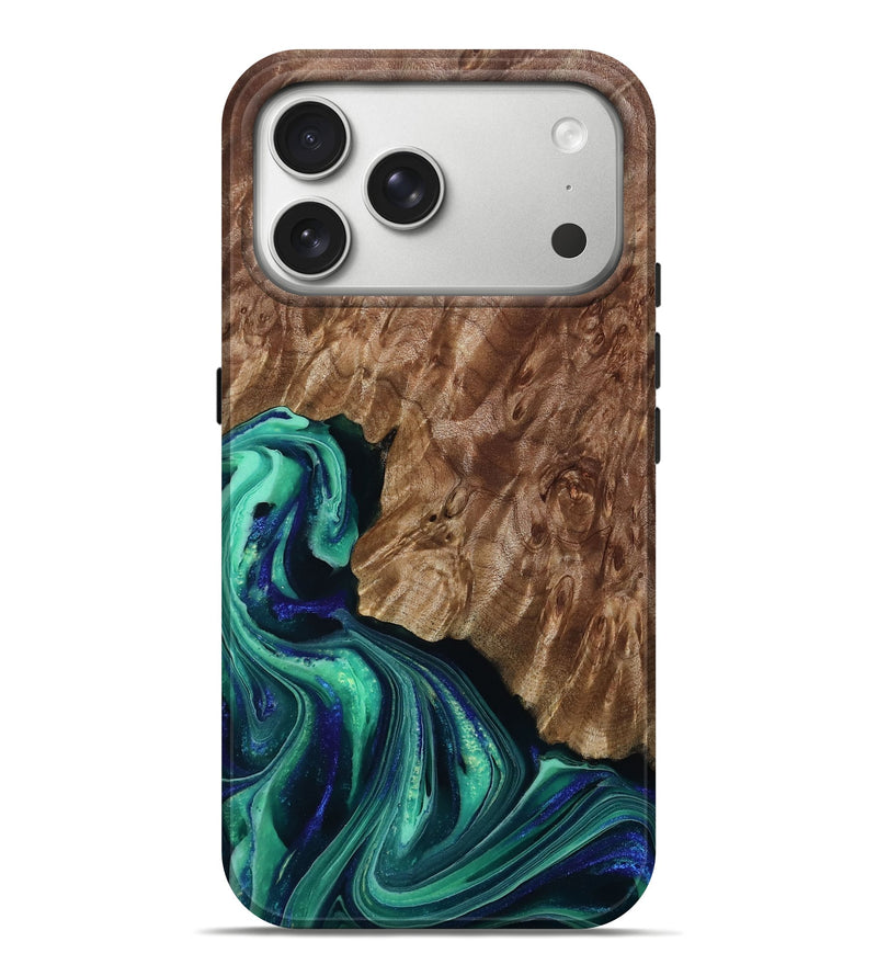 iPhone 17 Pro Max Wood Live Edge Phone Case - Saanvi (Green, 793417)