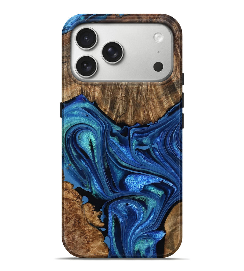 iPhone 17 Pro Max Wood Live Edge Phone Case - Zack (Blue, 793419)