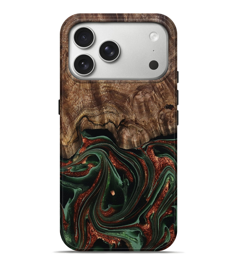iPhone 17 Pro Max Wood Live Edge Phone Case - Dennis (Green, 793421)