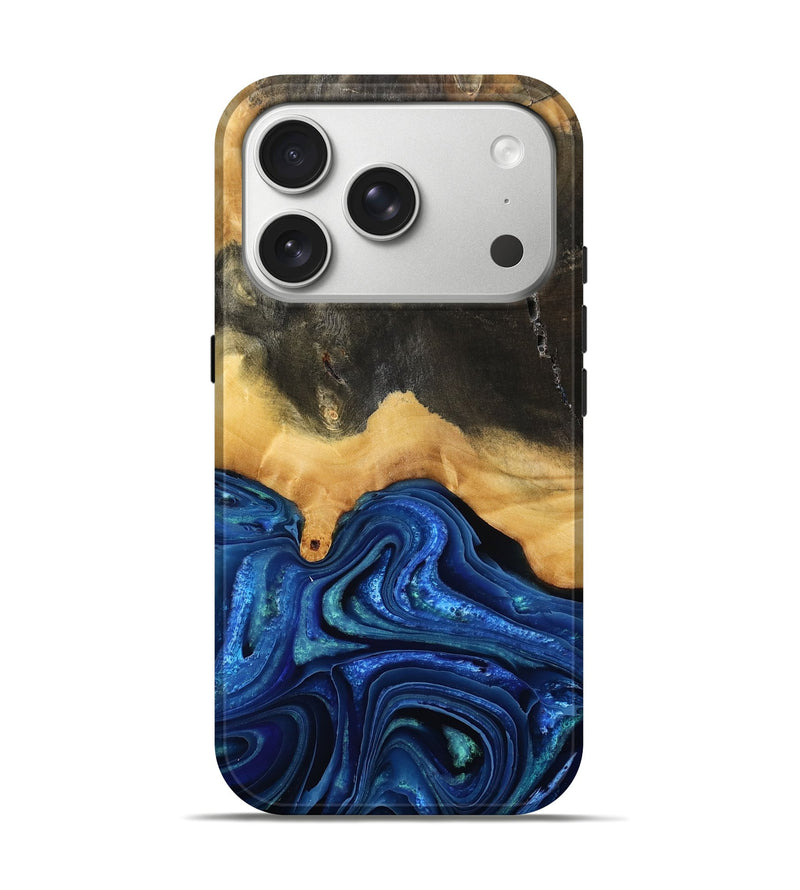 iPhone 17 Pro Wood Live Edge Phone Case - Evie (Blue, 793423)