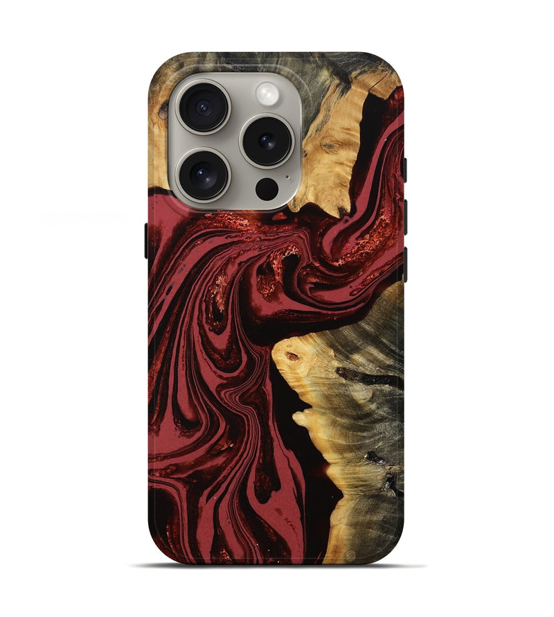 iPhone 16 Pro Wood Live Edge Phone Case - Riya (Red, 793466)