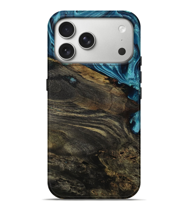 iPhone 17 Pro Max Wood Live Edge Phone Case - Adela (Blue, 793841)