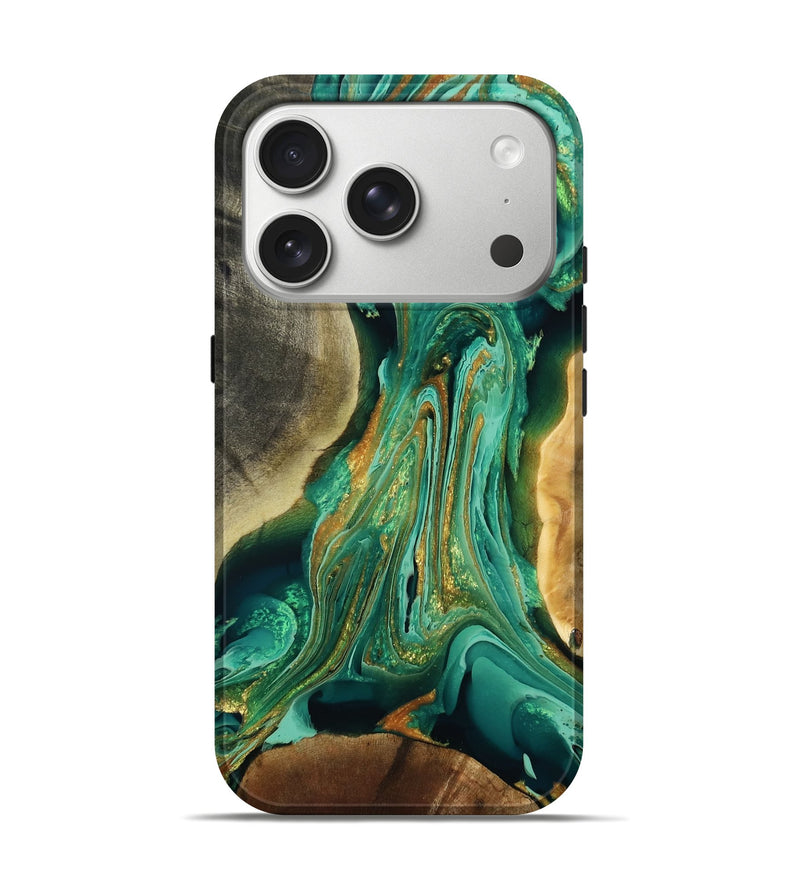 iPhone 17 Pro Wood Live Edge Phone Case - Wilda (Green, 793855)