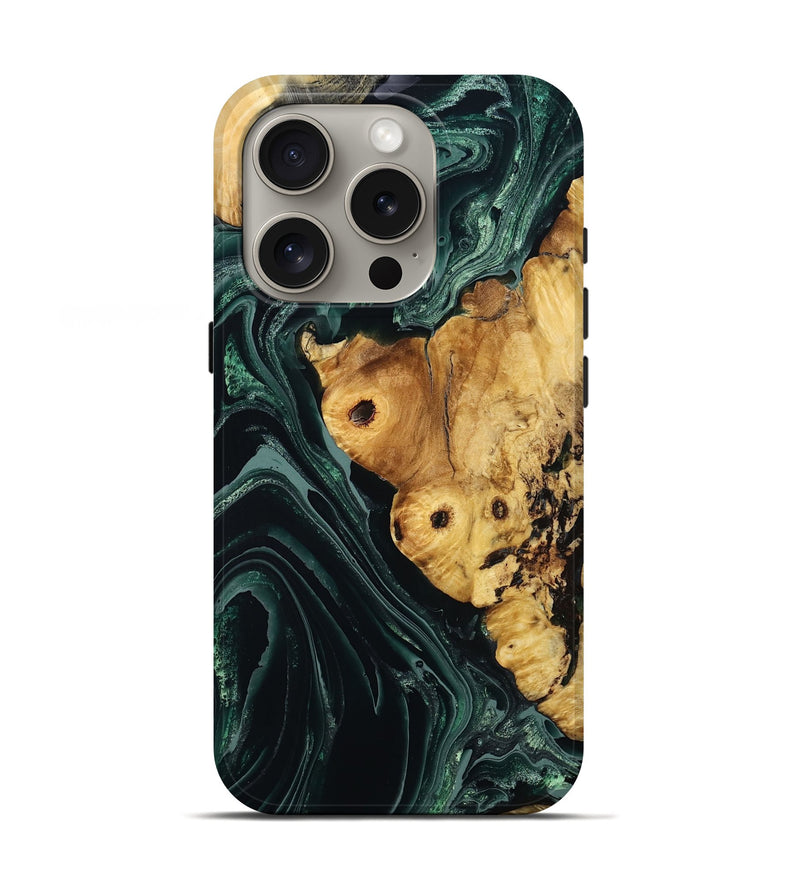 iPhone 16 Pro Wood Live Edge Phone Case - Johnie (Green, 793857)