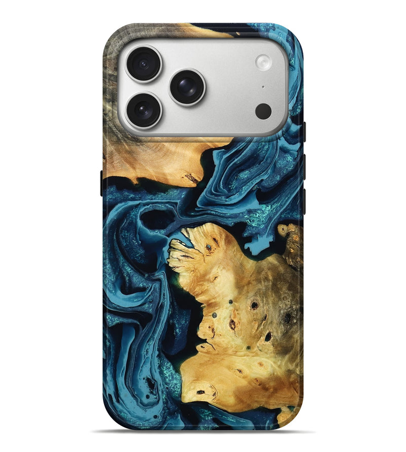 iPhone 17 Pro Max Wood Live Edge Phone Case - Marvel (Blue, 793859)