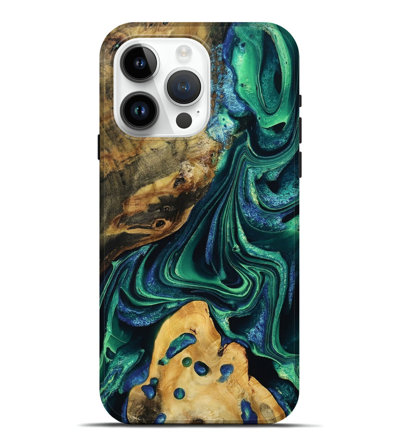 iPhone 15 Pro Max Wood Live Edge Phone Case - Sherryl (Green, 793860)