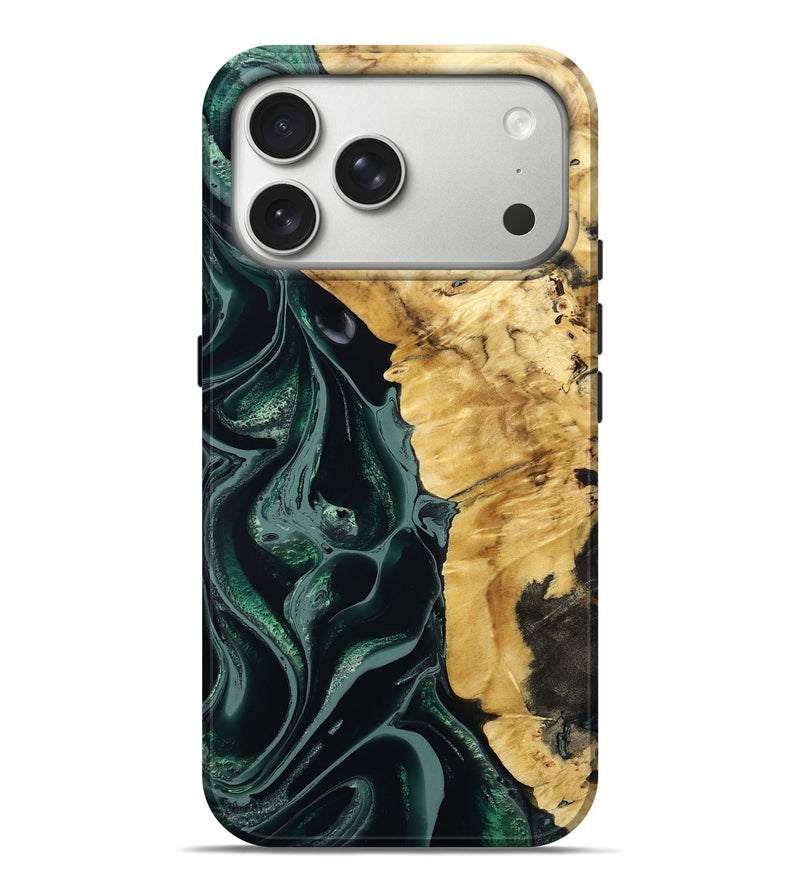 iPhone 17 Pro Max Wood Live Edge Phone Case - Emory (Green, 793861)