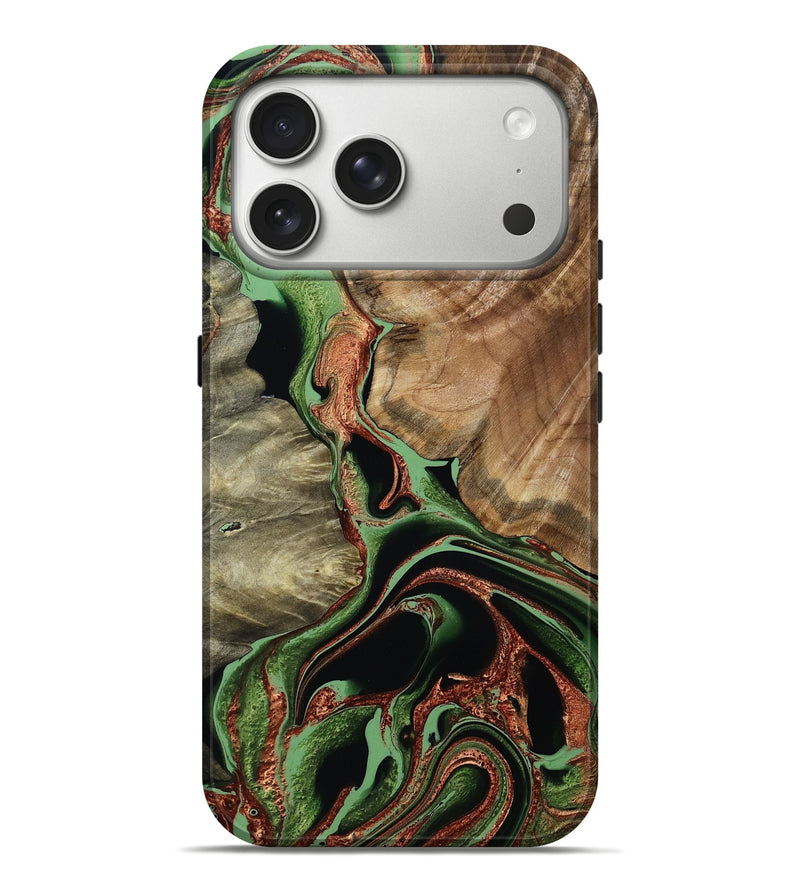 iPhone 17 Pro Max Wood Live Edge Phone Case - Seven (Green, 793870)