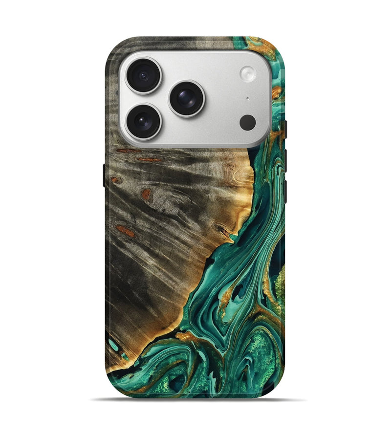 iPhone 17 Pro Wood Live Edge Phone Case - Cindi (Green, 793872)
