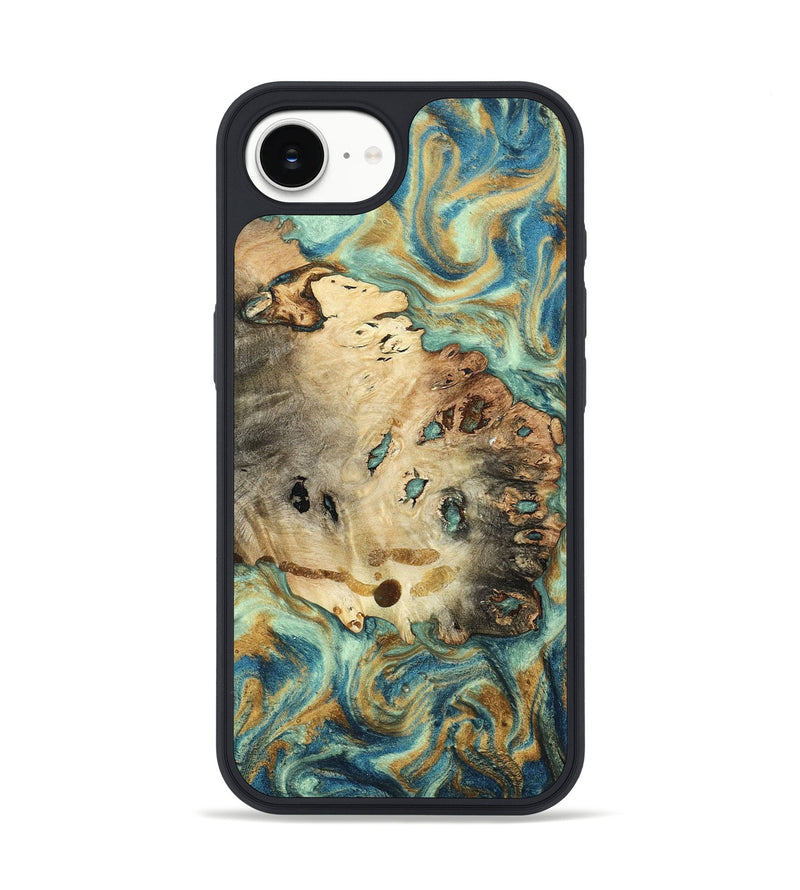 iPhone 16e Wood Phone Case - Santana (Teal & Gold, 794137)