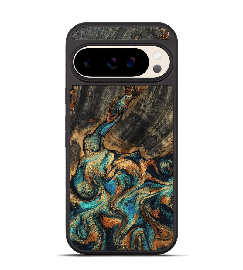 Pixel 10 Pro Wood Phone Case - Sigmund (Teal & Gold, 794140)