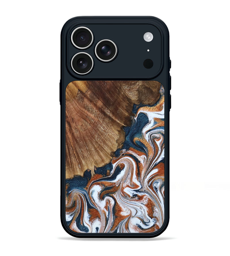 iPhone 17 Pro Max Wood Phone Case - Garrett (Teal & Gold, 794142)