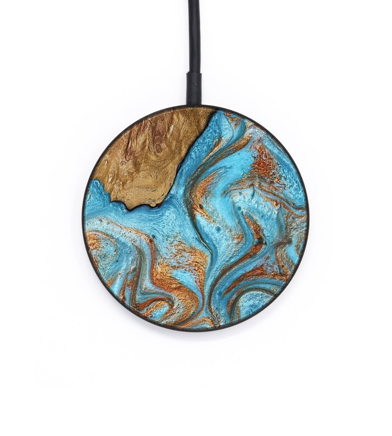 Circle Wood Wireless Charger - Israel (Teal & Gold, 794153)