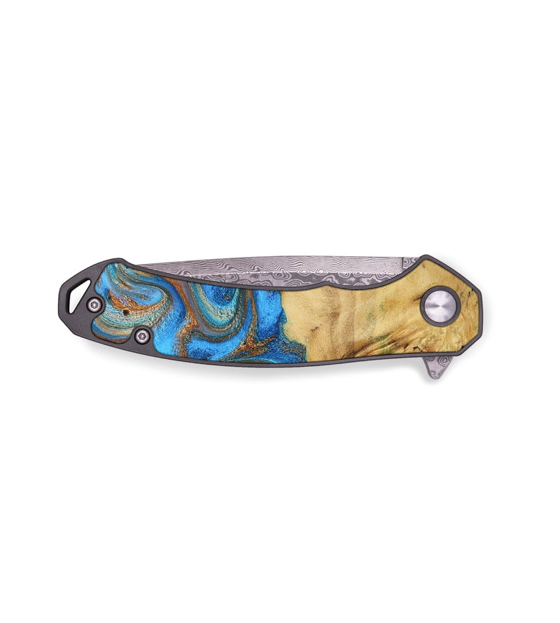 EDC Wood Pocket Knife - Elissa (Teal & Gold, 794158)
