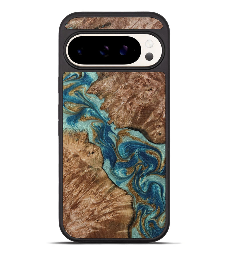 Pixel 10 Pro XL Wood Phone Case - Jett (Teal & Gold, 794160)