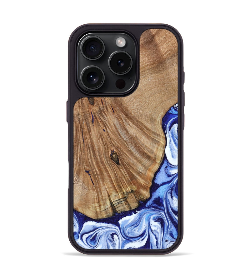 iPhone 16 Pro Wood Phone Case - Corine (Blue, 794393)