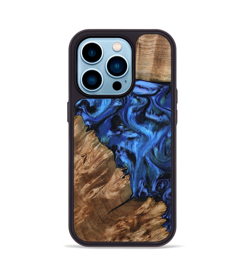 iPhone 14 Pro Wood Phone Case - Shania (Blue, 794425)