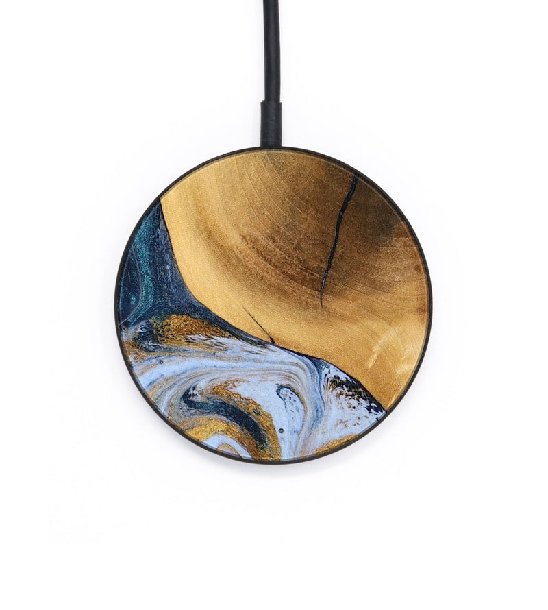 Circle Wood Wireless Charger - Rosanne (Teal & Gold, 794481)
