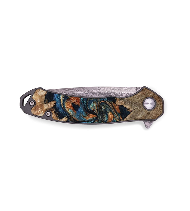 EDC Wood Pocket Knife - Manilla (Teal & Gold, 794485)