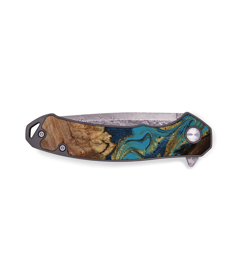 EDC Wood Pocket Knife - Rylan (Teal & Gold, 794504)