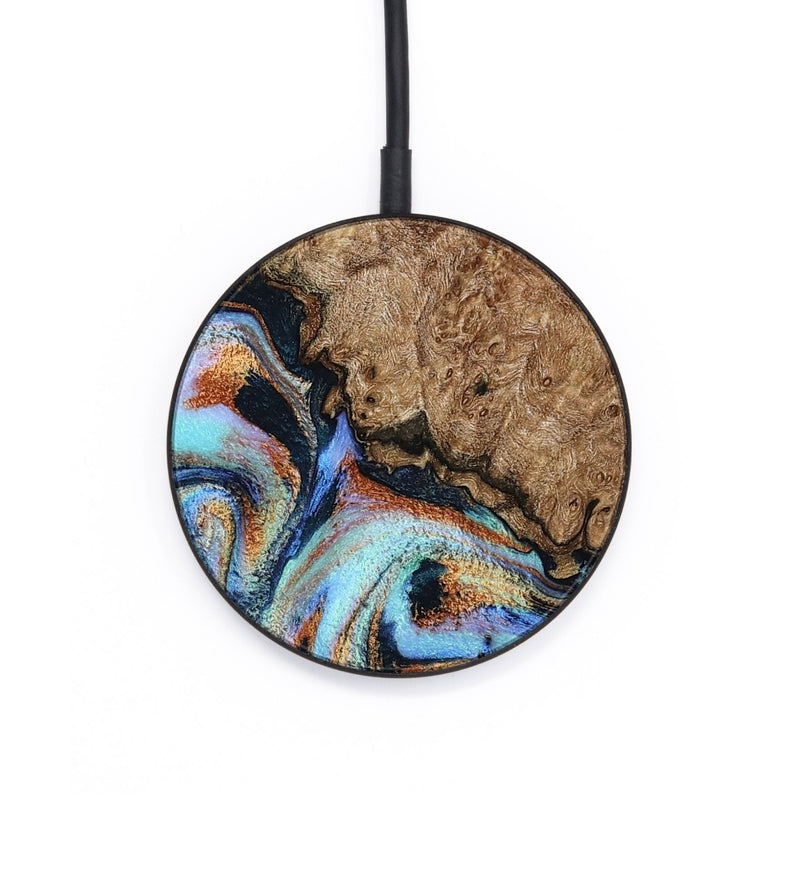 Circle Wood Wireless Charger - Wade (Teal & Gold, 794515)