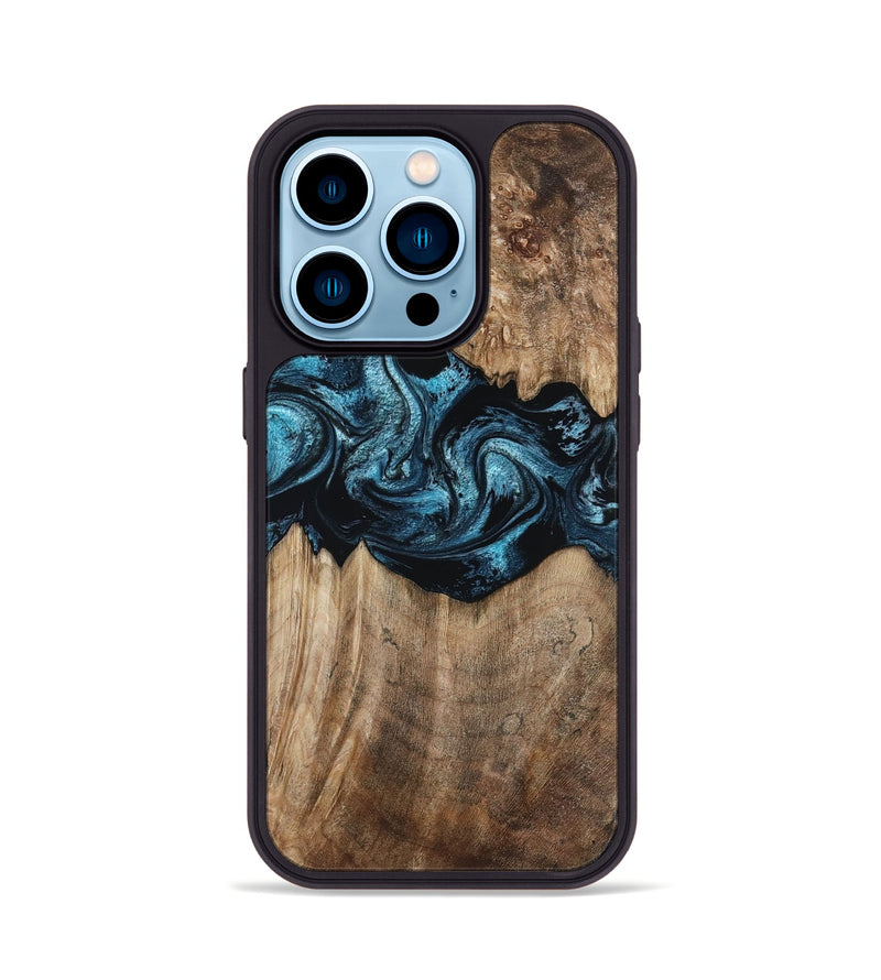 iPhone 14 Pro Wood Phone Case - Joni (Blue, 794578)