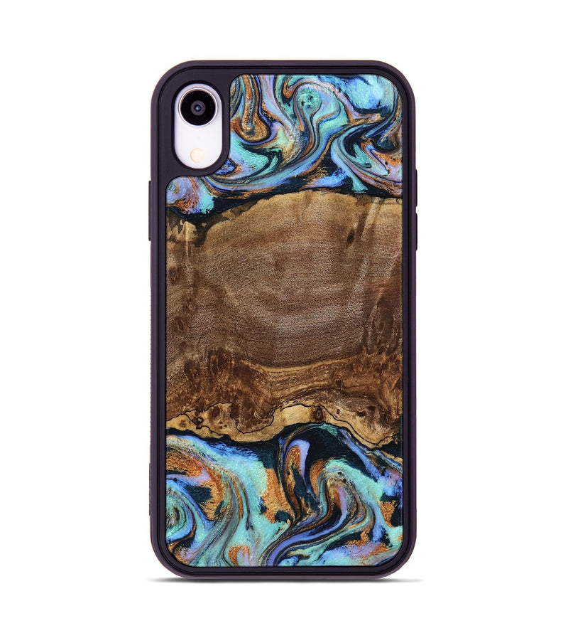 iPhone Xr Wood Phone Case - Mariann (Teal & Gold, 794610)