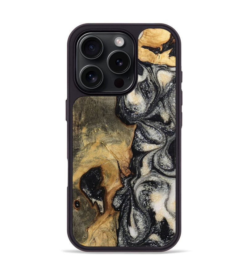 iPhone 16 Pro Wood Phone Case - Darby (Black & White, 794631)