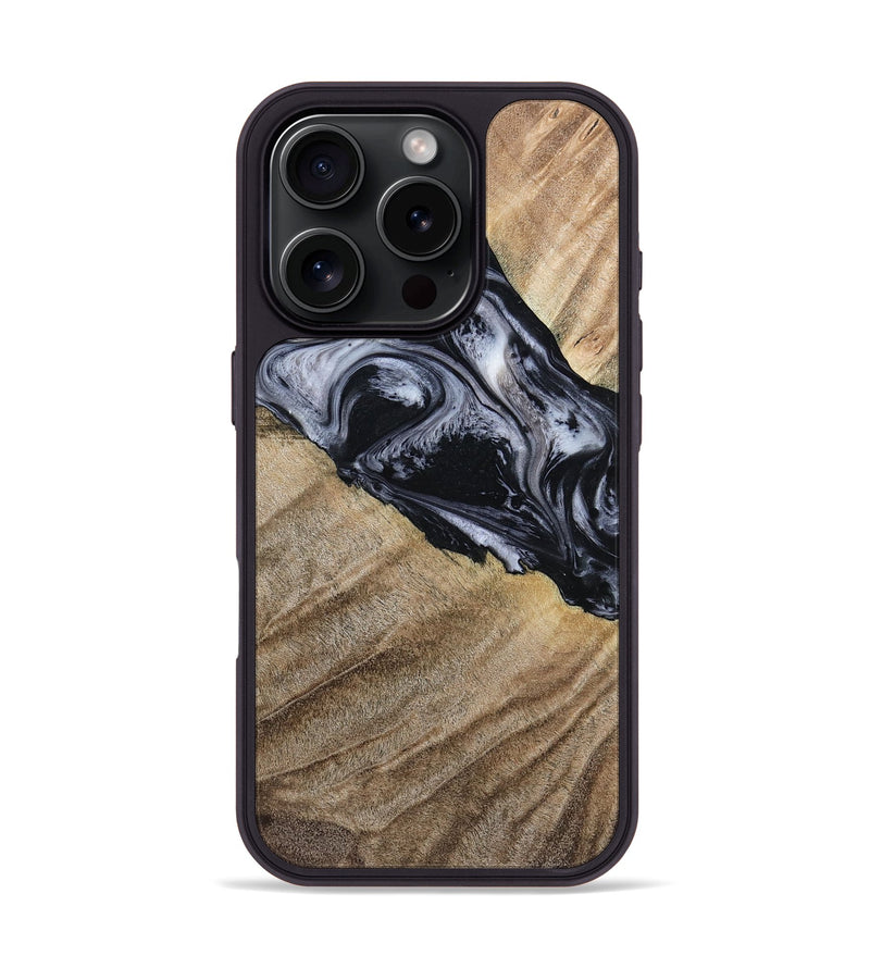iPhone 16 Pro Wood Phone Case - Rita (Black & White, 794632)