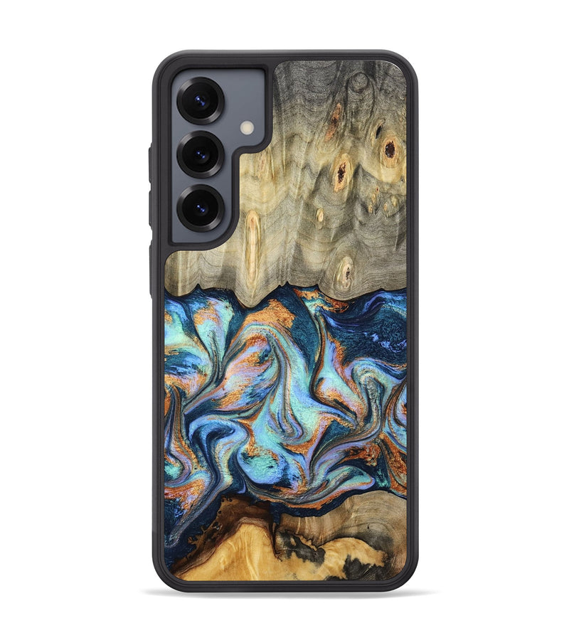 Galaxy S25 Plus Wood Phone Case - Keon (Teal & Gold, 794639)