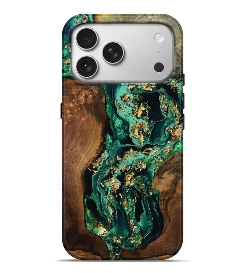 iPhone 17 Pro Max Wood Live Edge Phone Case - Lonie (Green, 794640)