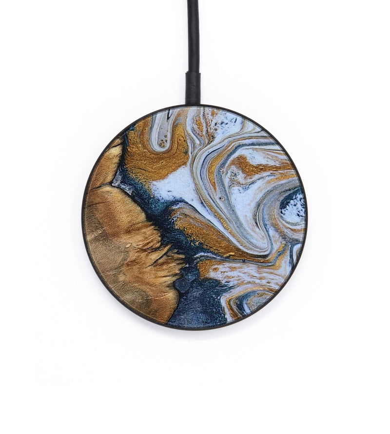 Circle Wood Wireless Charger - Pauline (Teal & Gold, 794645)