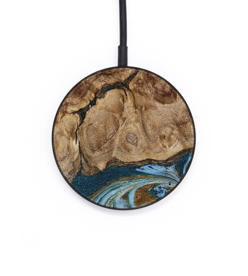 Circle Wood Wireless Charger - Tarsha (Teal & Gold, 794652)