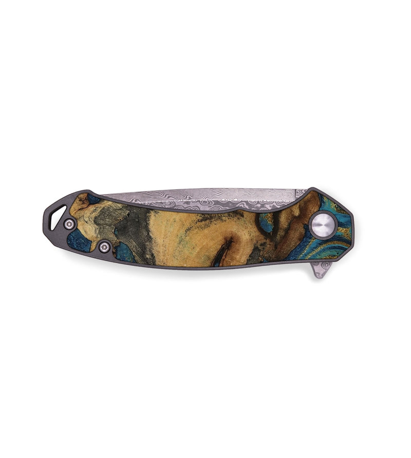 EDC Wood Pocket Knife - Cleve (Teal & Gold, 794658)