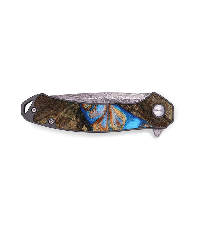 EDC Wood Pocket Knife - Latosha (Teal & Gold, 794661)