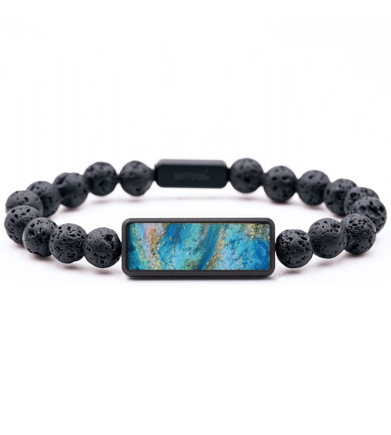 Lava Bead ResinArt Bracelet - Bailey (Teal & Gold, 794674)