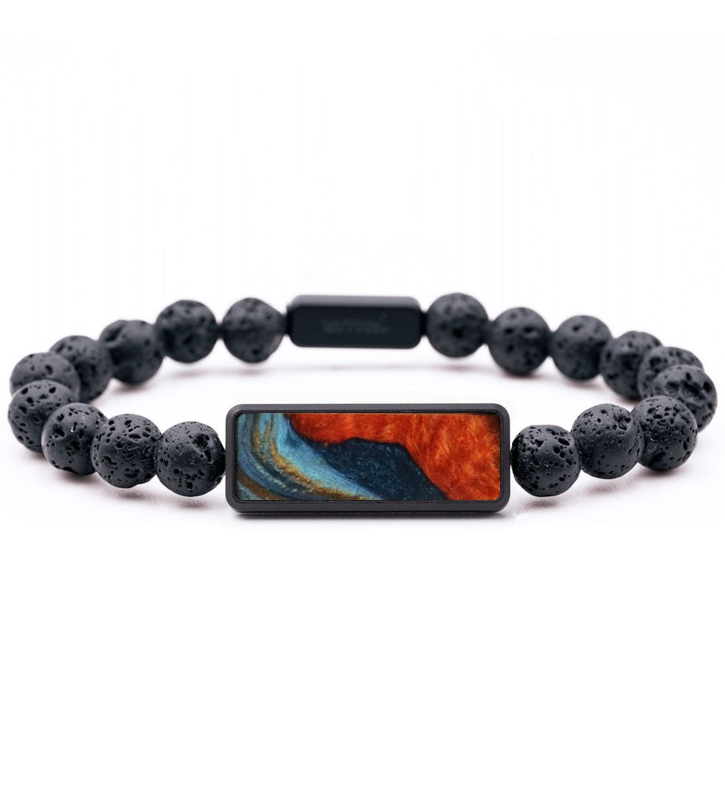 Lava Bead Wood Bracelet - Yvette (Teal & Gold, 794677)